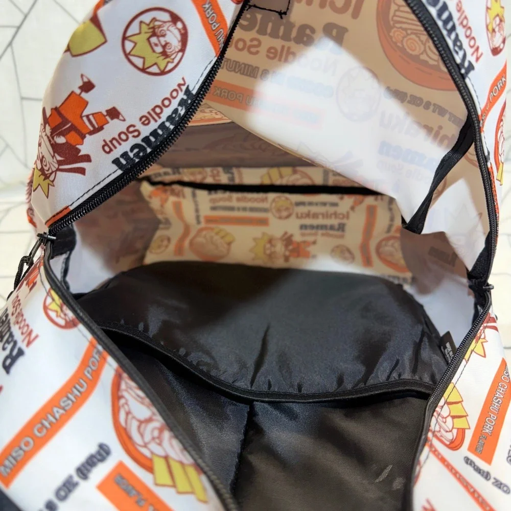 Naruto Shippuden Backpack OS White Ichiraku Ramen Noodle Soup Print Anime Bag